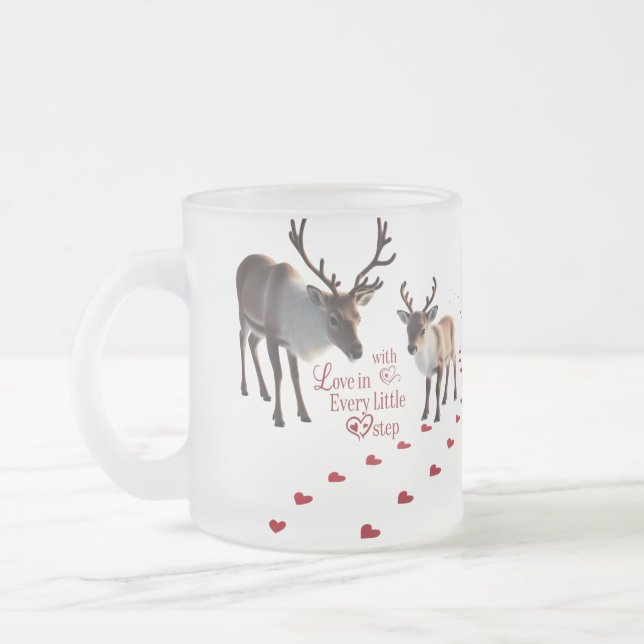 Taza De Cristal Esmerilado Vibrant Winter Wonderland Reindeer  (Izquierda)
