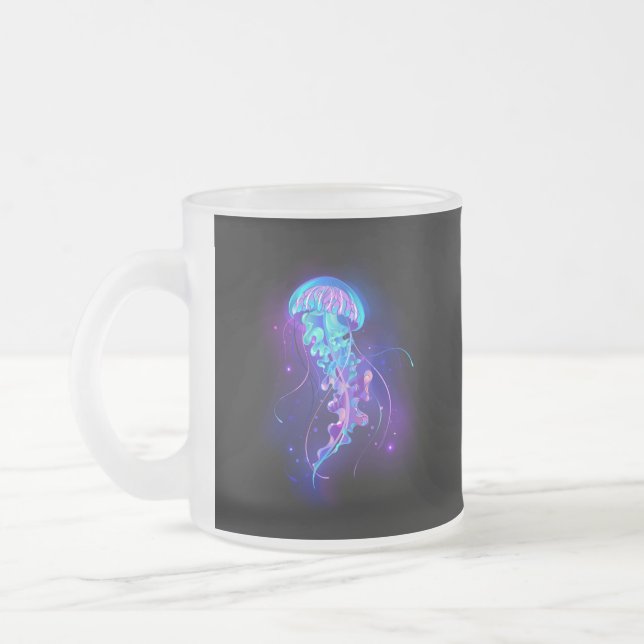 Taza De Cristal Esmerilado Vibrante color Glustre medusas (Izquierda)
