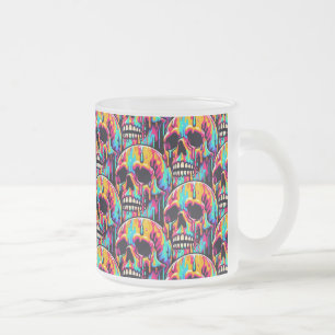 Taza De Cristal Esmerilado Vibrante Melting Skull