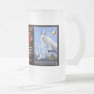 Taza De Cristal Esmerilado Vidrio alto del zodiaco del Capricornio del