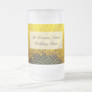 Taza De Cristal Esmerilado Vidrio Boda de crema de girasol