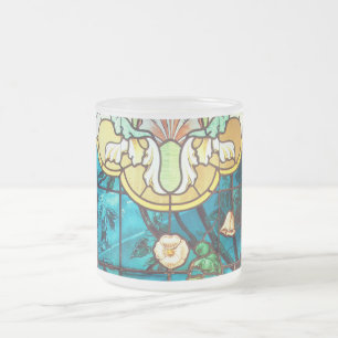 Taza De Cristal Esmerilado Vidrio de Art Nouveau con aspecto de Victoriano fl