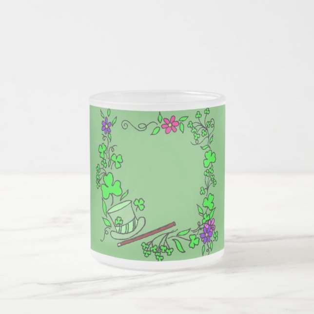 Taza De Cristal Esmerilado Vidrio de cerdo verde irlandés (Centro)