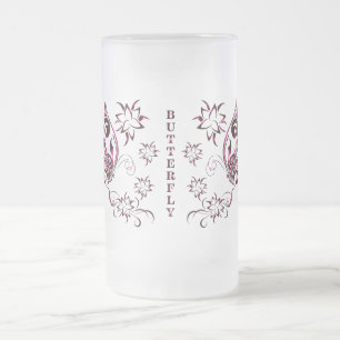 Taza De Cristal Esmerilado Vidrio de Cerveza de Mariposa