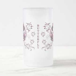 Taza De Cristal Esmerilado Vidrio de Cerveza de Mariposa