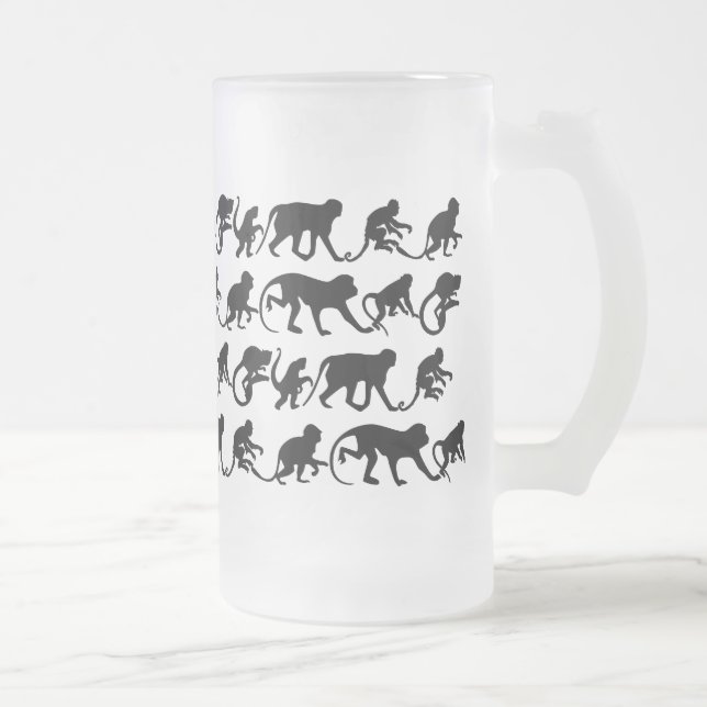 Taza De Cristal Esmerilado Vidrio de cerveza del mono (Derecha)