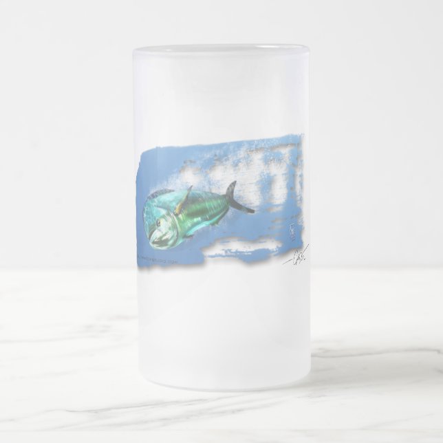 Taza De Cristal Esmerilado Vidrio de cerveza helado ataque de los pescados (Centro)