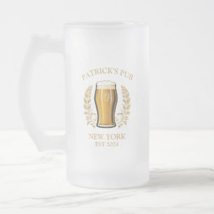 Taza De Cristal Esmerilado Vidrio de cerveza Rótulo de pub personalizado con