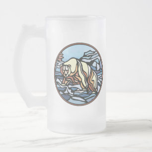 Taza De Cristal Esmerilado Vidrio de oso tribal Art Beer Mug First Nations