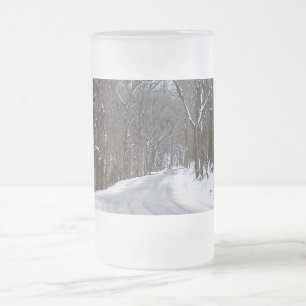 Taza De Cristal Esmerilado Vidrio de Ozark cubierto de nieve Road Painterly F