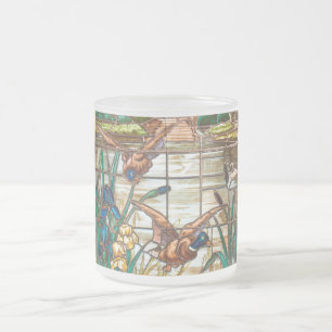 Taza De Cristal Esmerilado Vidrio de vidrio manchado mallard pato y cattails