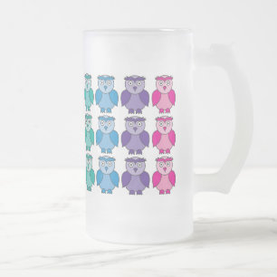 Taza De Cristal Esmerilado Vidrio esmerilado - modelo lindo del búho del arc