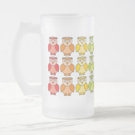 Taza De Cristal Esmerilado Vidrio esmerilado - modelo lindo del búho del arco