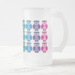 Taza De Cristal Esmerilado Vidrio esmerilado - modelo lindo del búho del arco
