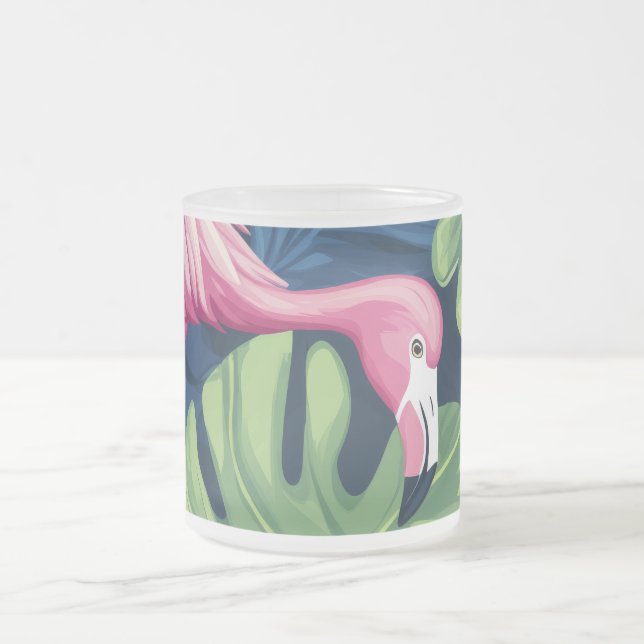 Taza De Cristal Esmerilado Vidrio Flamingo Tropical (Centro)