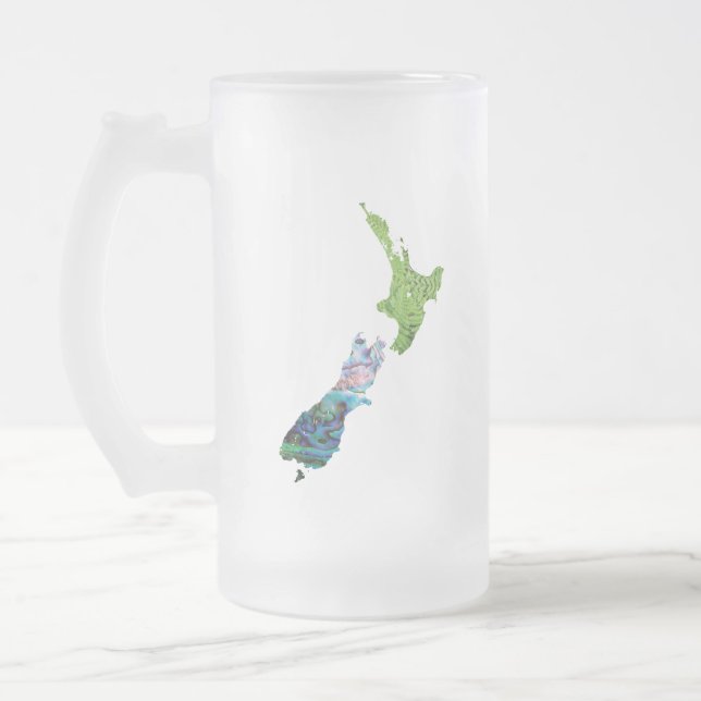 Taza De Cristal Esmerilado Vidrio NUEVA ZEALAND FERN KIWI PAUA (Izquierda)