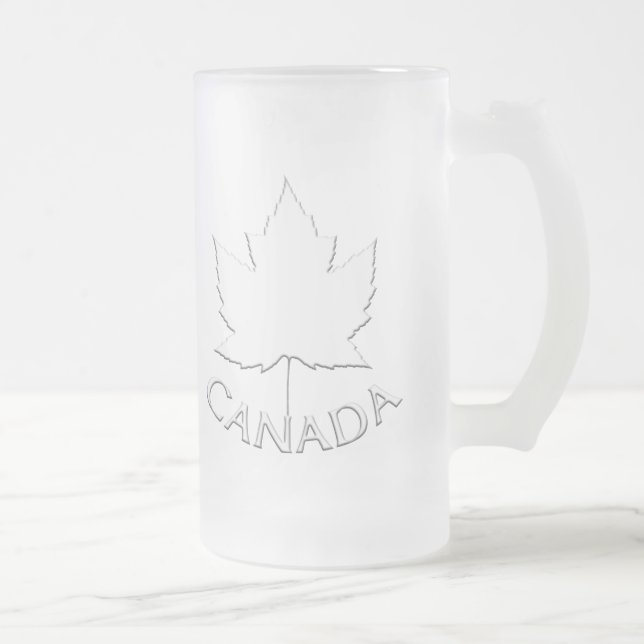 Taza De Cristal Esmerilado Vidrios del recuerdo de la hoja de arce de Canadá (Derecha)
