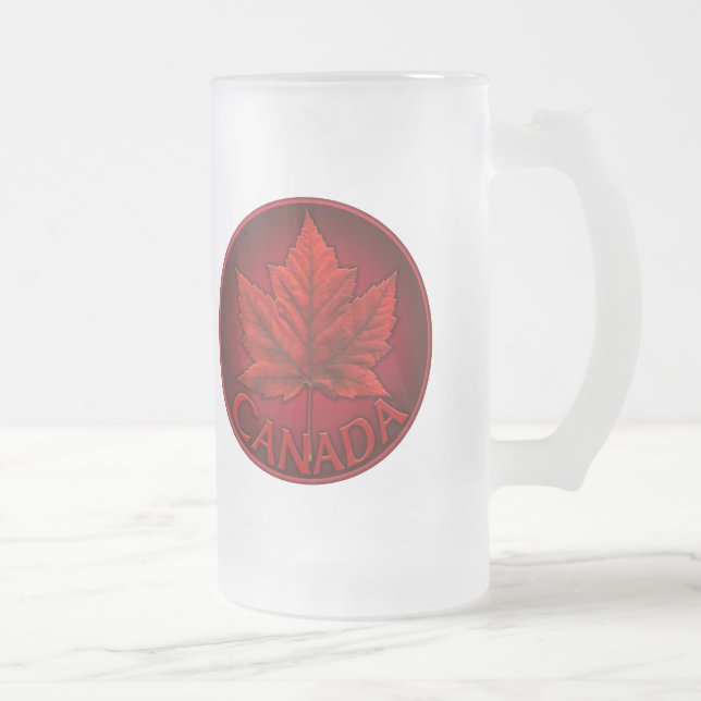 Taza De Cristal Esmerilado Vidrios del recuerdo de la hoja de arce de Canadá (Derecha)