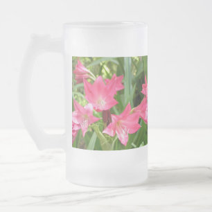 Taza De Cristal Esmerilado Vidrios esmerilados de los lirios de Crinum del