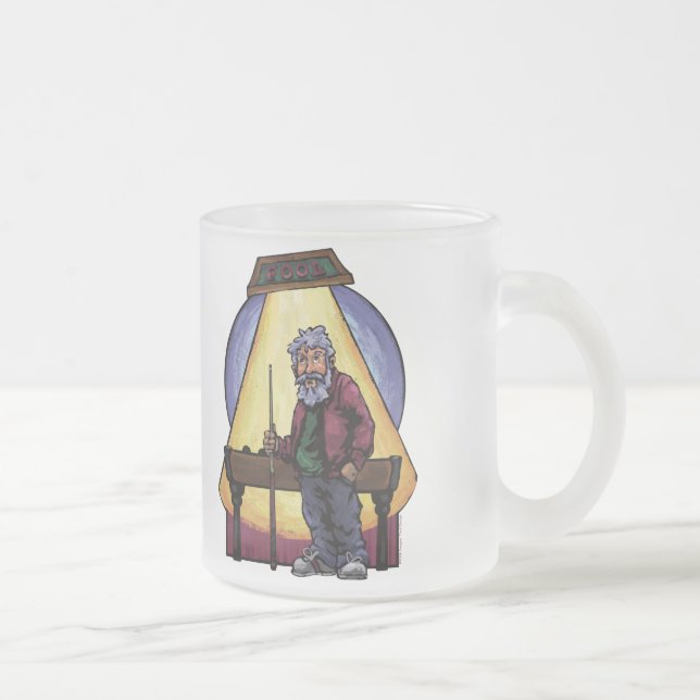 Taza De Cristal Esmerilado Viejos jugadores de Pool (Derecha)