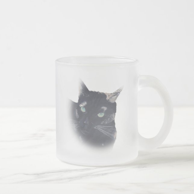 Taza De Cristal Esmerilado Vignette de Tortoise Shell Cat Mug (Derecha)