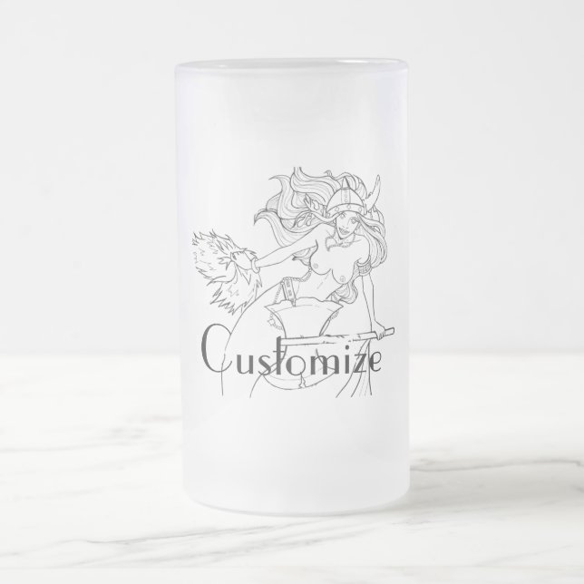 Taza De Cristal Esmerilado Viking Mermaid Warrior Thunder_Cove (Centro)
