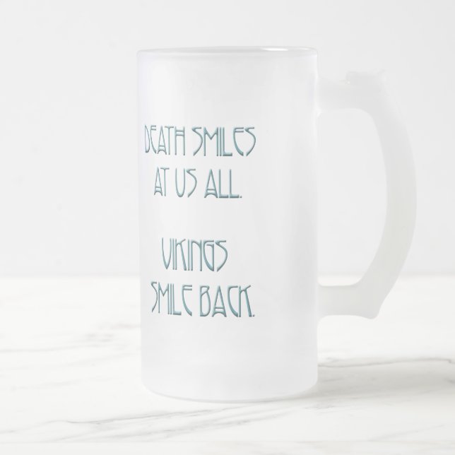 Taza De Cristal Esmerilado Vikingos sonríen detrás (Derecha)