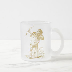 Taza De Cristal Esmerilado Vintage Cupido