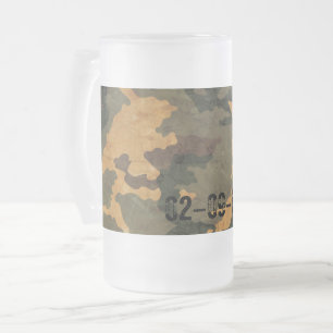 Taza De Cristal Esmerilado Vintage de patrón de camuflaje verde 2020
