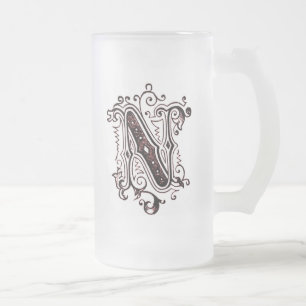 Taza De Cristal Esmerilado Vintage Ornamental 'N' - Mug