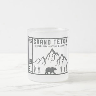 Taza De Cristal Esmerilado Vintage Parque Nacional del Gran Tetón Montaña W