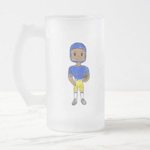 Taza De Cristal Esmerilado vintage retro jugador de fútbol azul amarillo simp