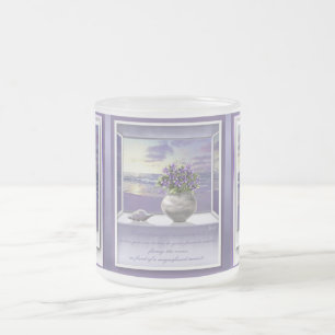 Taza De Cristal Esmerilado violetas en tarro lunar