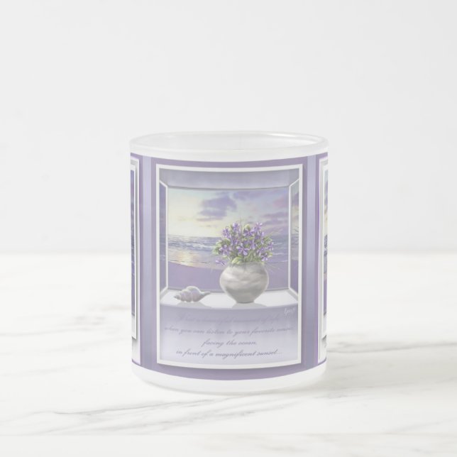 Taza De Cristal Esmerilado violetas en tarro lunar (Centro)