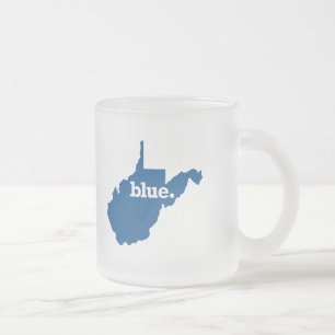 TAZA DE CRISTAL ESMERILADO VIRGINIA OCCIDENTAL ESTADO AZUL