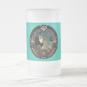 Taza De Cristal Esmerilado Virgo Zodiaco Personalizable