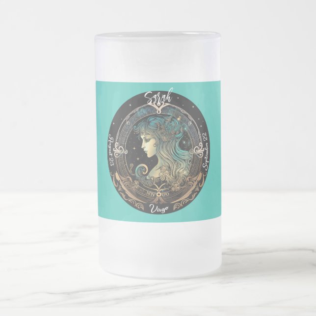 Taza De Cristal Esmerilado Virgo Zodiaco Personalizable (Centro)