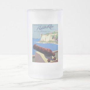 Taza De Cristal Esmerilado Visite Puerto Rico, Fortaleza El Morro, Viejo San 