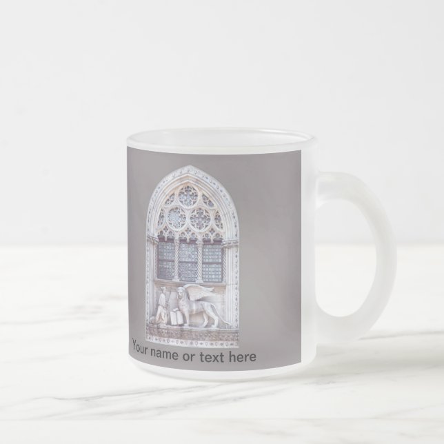 Taza De Cristal Esmerilado Vitral con alas Marco del león de San (Derecha)