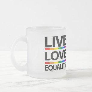 Taza De Cristal Esmerilado Vive el Amor a la Igualdad