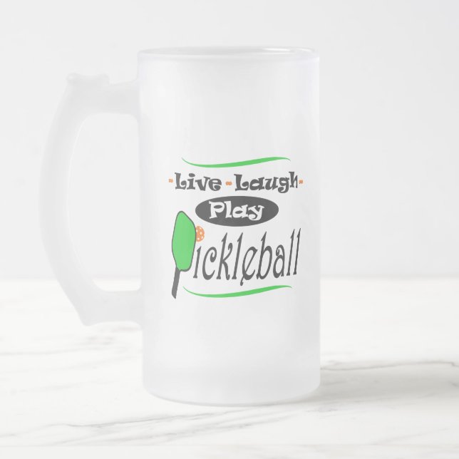 Taza De Cristal Esmerilado Vive el juego Pickleball de la risa (Izquierda)