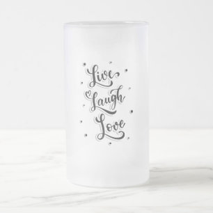 Taza De Cristal Esmerilado Vive Ríe Ama