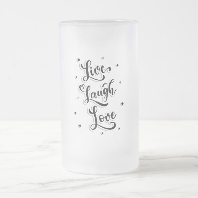 Taza De Cristal Esmerilado Vive Ríe Ama (Centro)