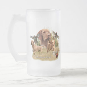 Taza De Cristal Esmerilado Vizsla de cabello alámbrico húngaro