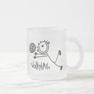 Taza De Cristal Esmerilado Volleyball básico de figura de palito masculino