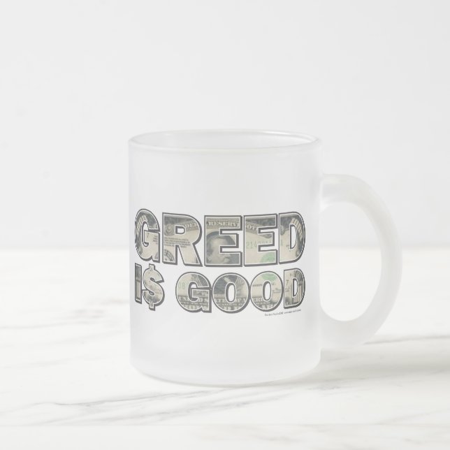 Taza De Cristal Esmerilado Wall Street/ la codicia es buena (Derecha)