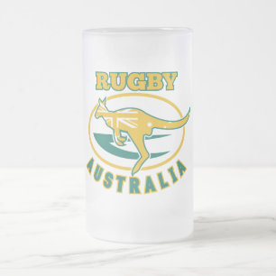 Taza De Cristal Esmerilado Wallaby del canguro de Australia del rugbi