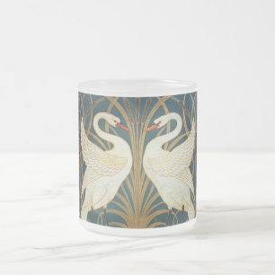 Taza De Cristal Esmerilado Walter Crane Swan, Rush E Iris Art Nouveau