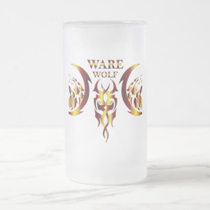 Taza De Cristal Esmerilado Ware Wolf Beer Glass