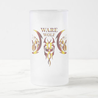 Taza De Cristal Esmerilado Ware Wolf Beer Glass